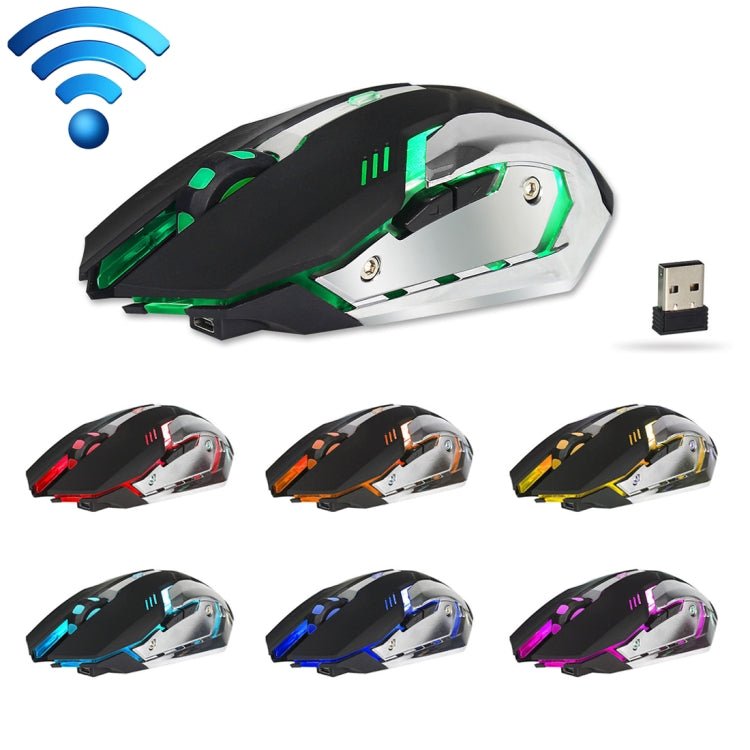 ZERODATE X70 2.4GHz Wireless 6-Keys 2400 DPI Adjustable Ergonomics Optical Gaming Mouse with Breathing Light(Black) - Eurekaonline