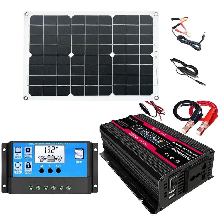 Zhi Zun Solar Power System Inverters+30A Controller+18W 18V Solar Panel, Specification: Black 12V To 110V - Eurekaonline