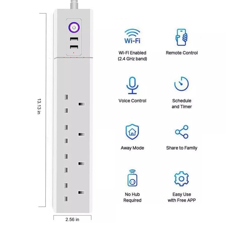 ZigBee 10A SM-SO306-K 4 Holes + 2 USB Multi-purpose Smart Power Strip, UK Plug - Eurekaonline