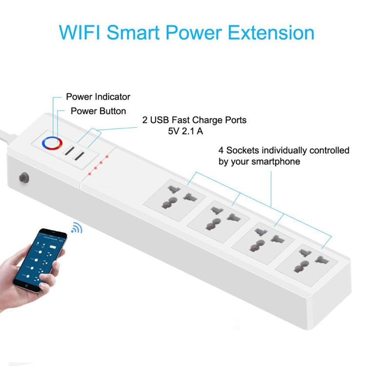 ZigBee 10A SM-SO306-M 4 Holes + 2 USB Multi-purpose Smart Power Strip(AU Plug) - Eurekaonline